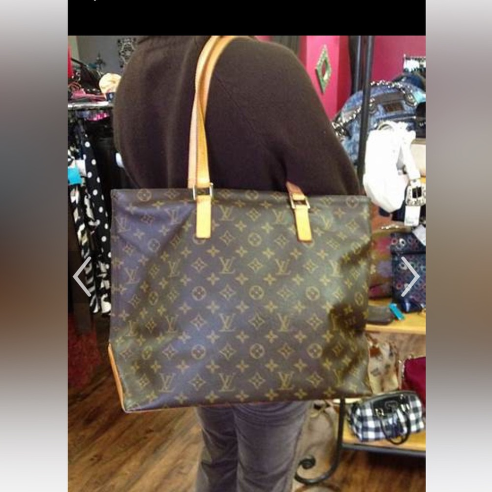 Louis Vuitton Monogram Cabas Mezzo Zip Tote Shoulder Bag MM-Authentic.